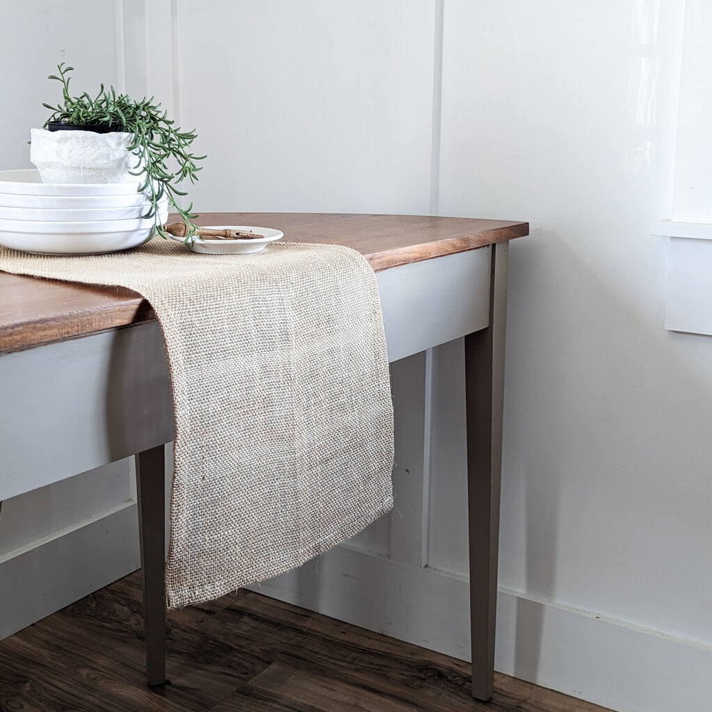 HANDMADE BURLAP TABLE RUNNER, 84" LONG