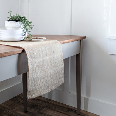 HANDMADE BURLAP TABLE RUNNER, 84" LONG