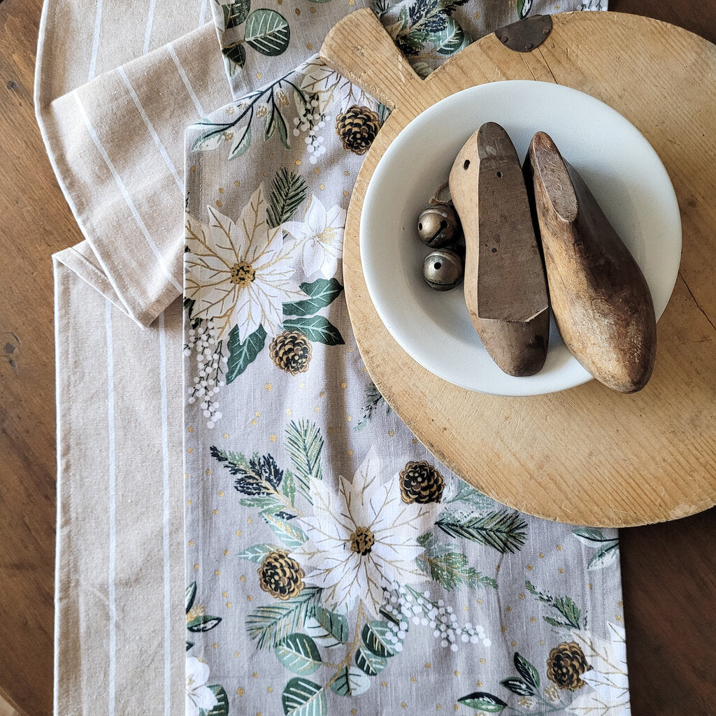 HANDMADE NEUTRAL POINSETTIA RUNNER, 84"