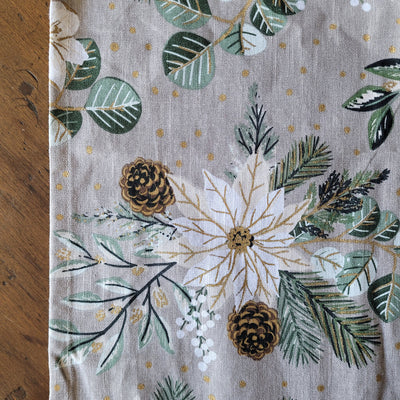 HANDMADE NEUTRAL POINSETTIA RUNNER, 84"
