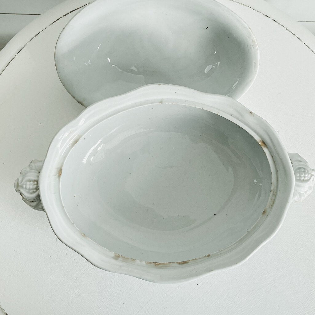 IRONSTONE TUREEN WITH LID 11.5" l x 7"t x 7.5"w