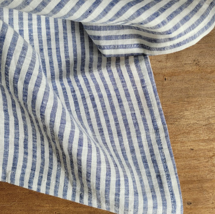 LINEN TEA TOWEL, BLUE &amp; WHITE STRIPE