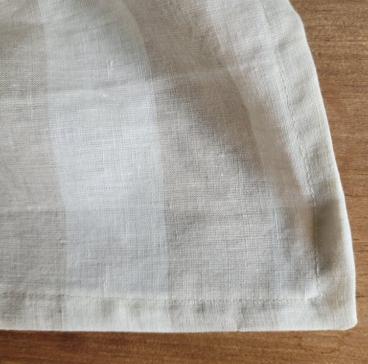 LINEN TEA TOWEL, TAUPE &amp; WHITE STRIPE