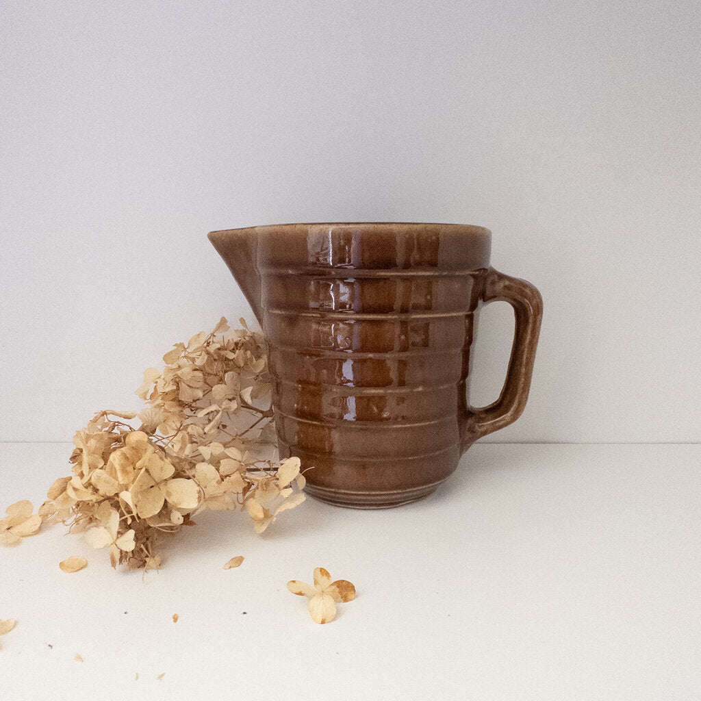 RIBBED STONEWARE PITCHER