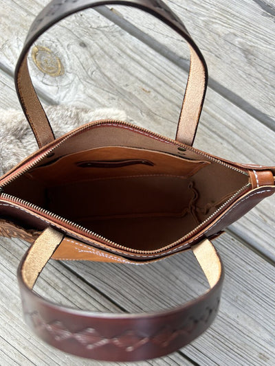 BETTY HANDBAG WITH TOOLED FEATHER