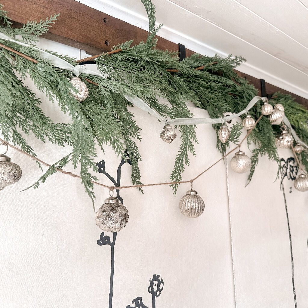 Silver Embossed Mercury Glass Ornament Garland