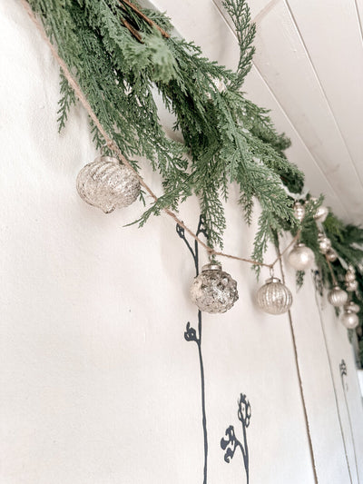 Silver Embossed Mercury Glass Ornament Garland
