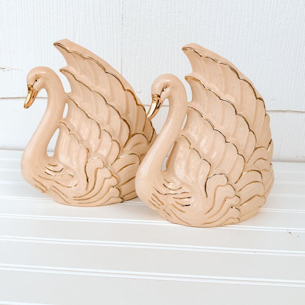 VINTAGE MAUVE AND GOLD SWAN