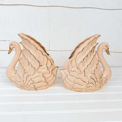 VINTAGE MAUVE AND GOLD SWAN
