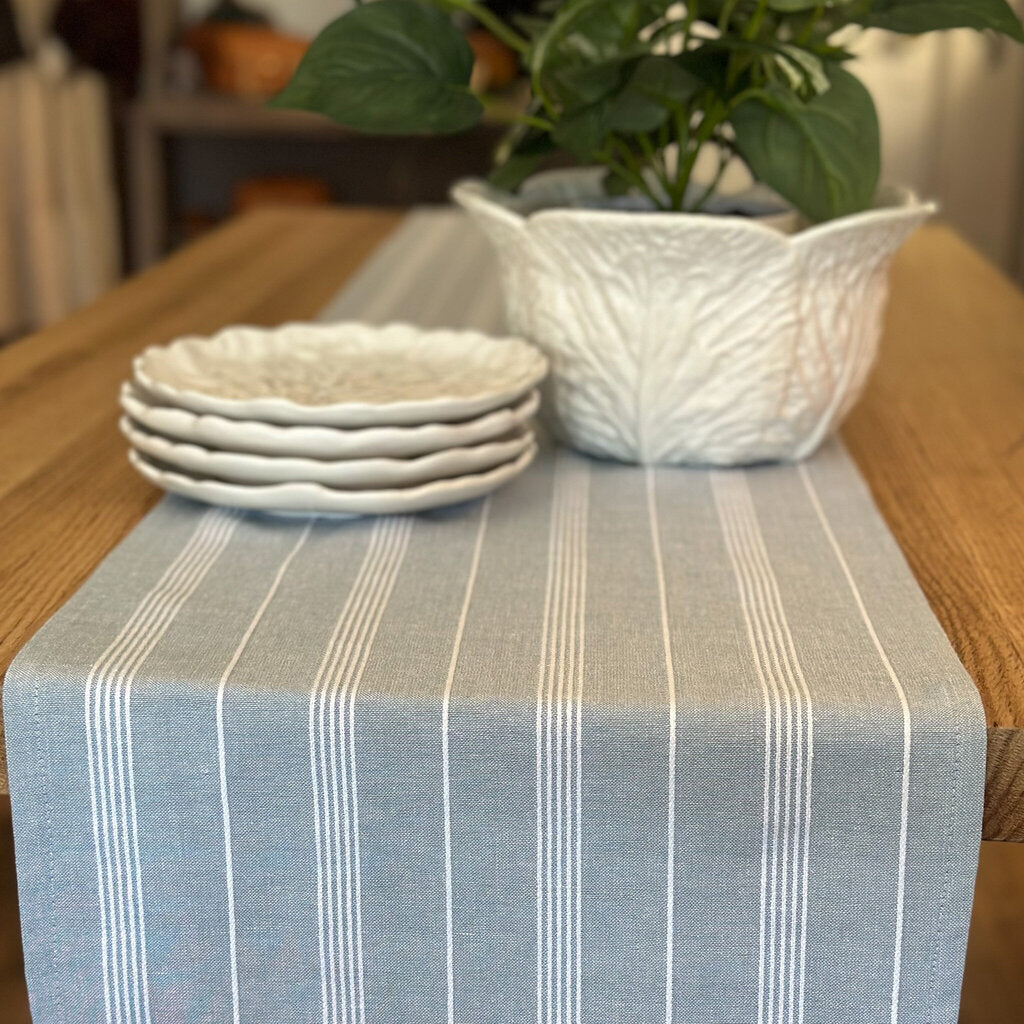 Handmade light blue runner. 14x84"