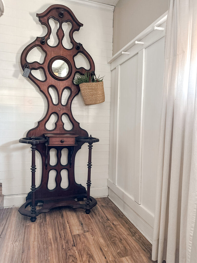 VICTORIAN 19TH CENTURY HALL TREE 32"W 15"D 87"H