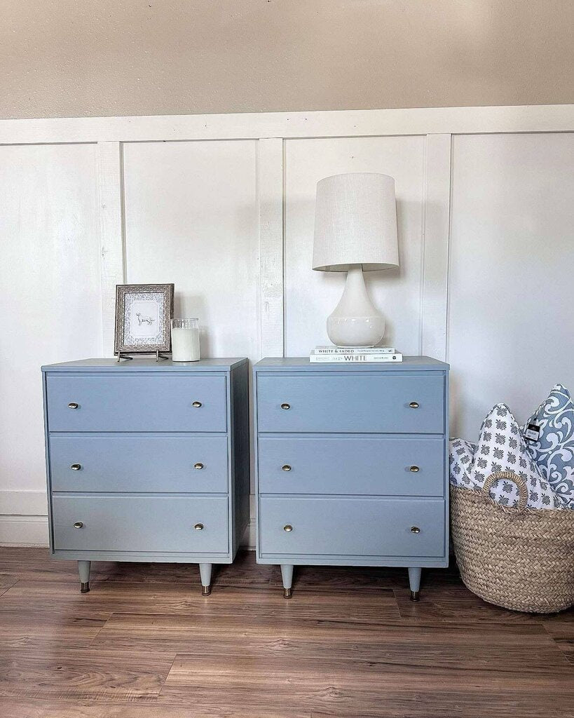 PAIR MCM NIGHTSTANDS BLUE 23.75"W 15"D 30"H