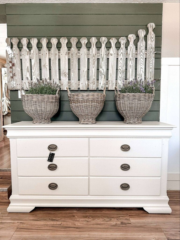LONG WHITE 6 DRAWER DRESSER 68"L 18.5"D 35.5"H