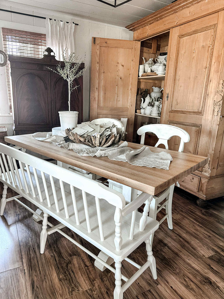 Solid white oak table. (66 long X 30 wide X 30 tall)