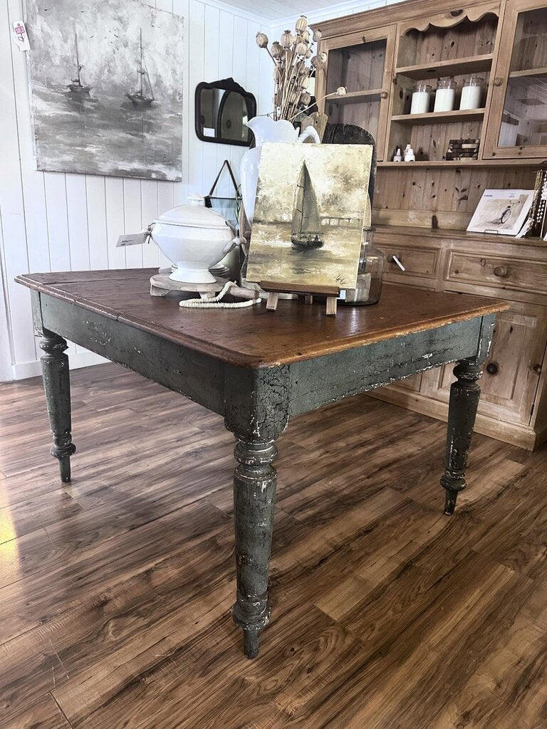 ANTIQUE ORIGINAL PAINT TABLE 47" X 43.5" X 30"H