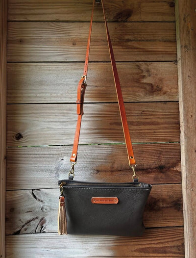 CHAP LEATHER ZIPPERED CLUTCH CROSSBODY