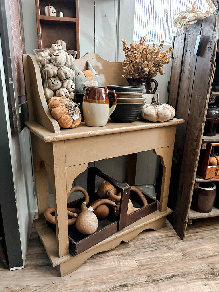 PRIMITIVE OAK WASHSTAND MUSTARD (NJ) 30" W 13"D 39"H