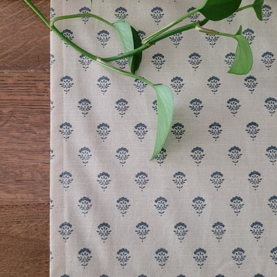 HANDMADE NATURAL WITH BLUE FLOWERS RUNNER