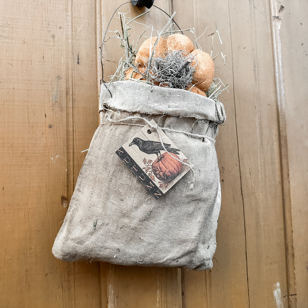 HANDMADE PRIM PUMPKIN DOOR HANGER