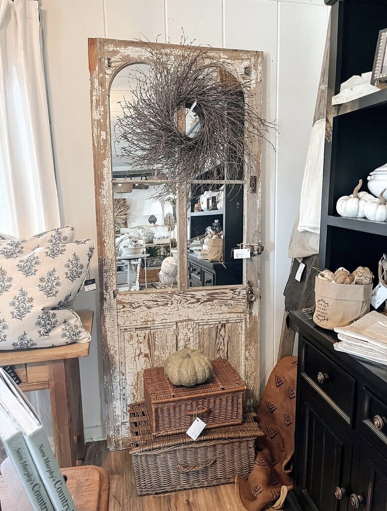 ANTIQUE DOUBLE ARCH DOOR WITH NEW MIRRORS
