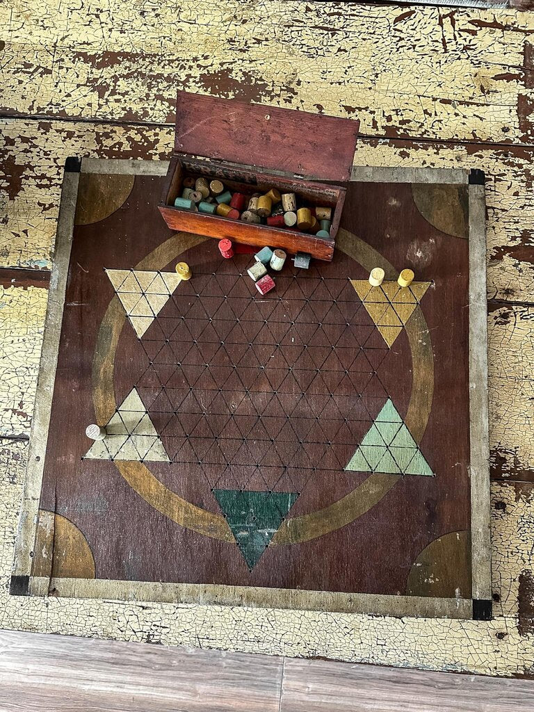 ANTIQUECHINESE CHECKERS GAME WITH. CHECKERS