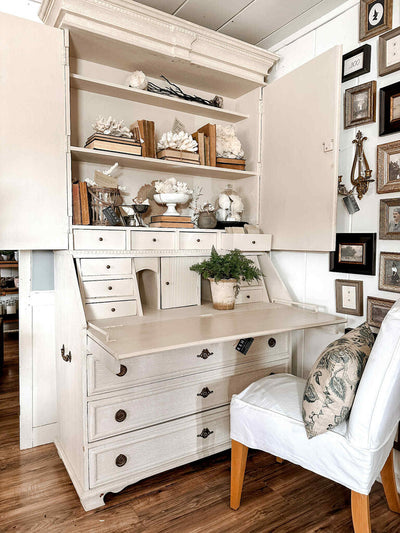 WHITE SECRETARY DESK 89"T X 51"W X 21" 1/4D
