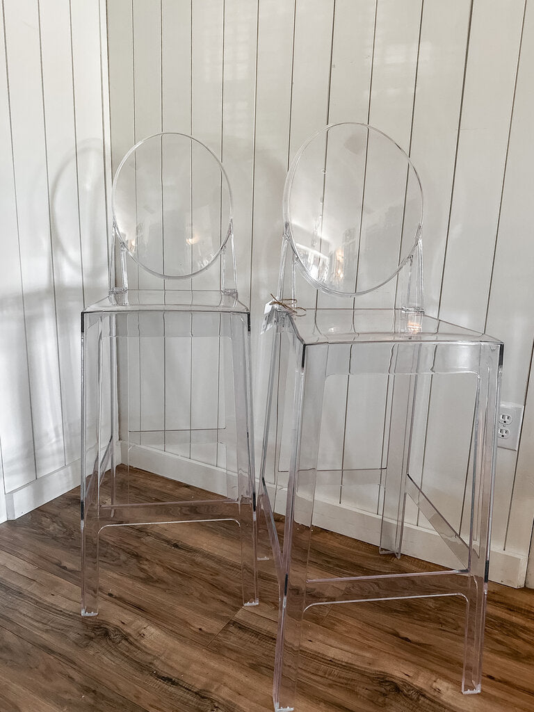 LUCITE BAR STOOL PAIR