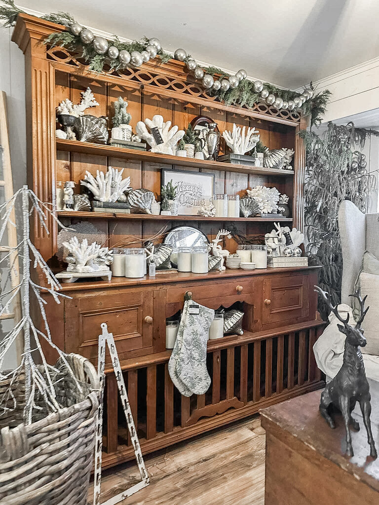 2PC ANTIQUE HUTCH 72"W 13.5"D 80"T