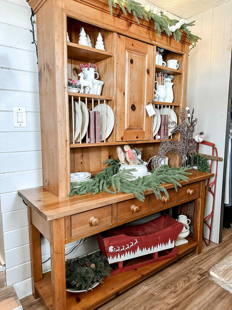 2 PC PINE HUTCH 80"W 20"D 76"H