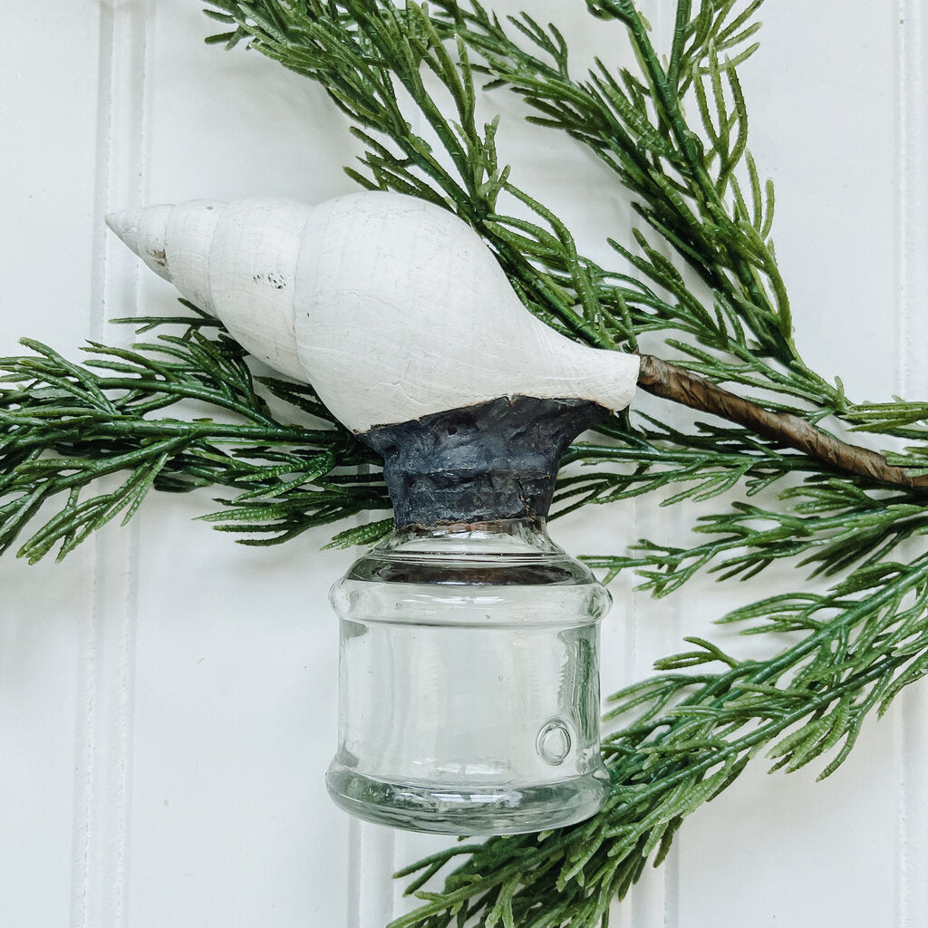 EXTRA -SMALL SOLDERED SHELL INKWELL BOTTLE 4"T x 3.75"W