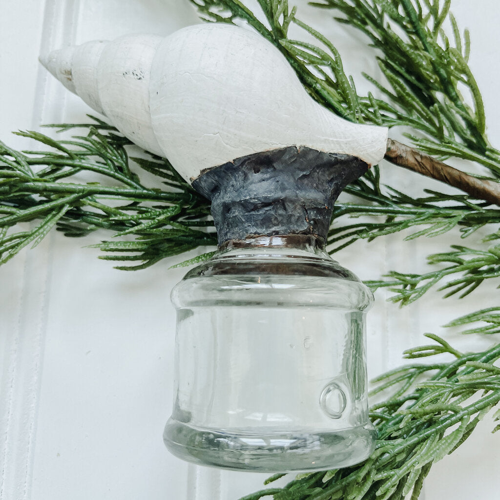 EXTRA -SMALL SOLDERED SHELL INKWELL BOTTLE 4"T x 3.75"W