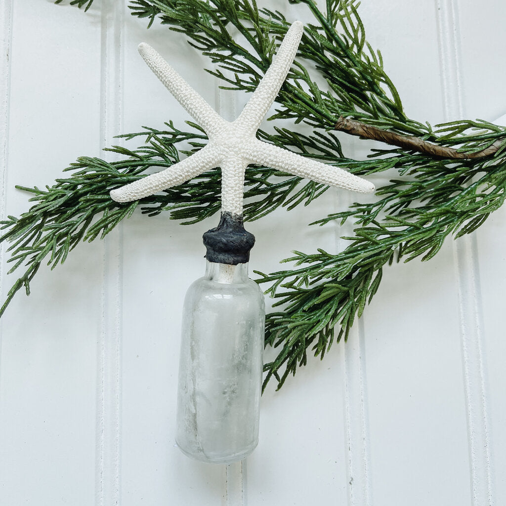 EXTRA -SMALL SOLDERED SHELL BOTTLE STARFISH 4" x 7"