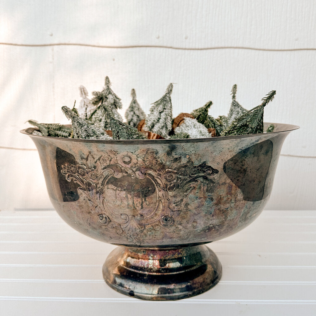 SILVER BOWL 15 1/3” x 9”h