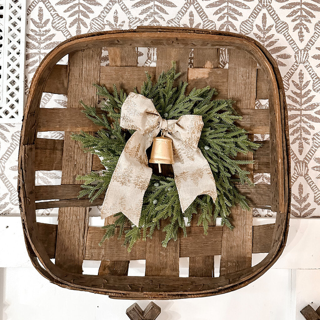 ANTIQUE TOBACCO BASKET WITH WREATH
