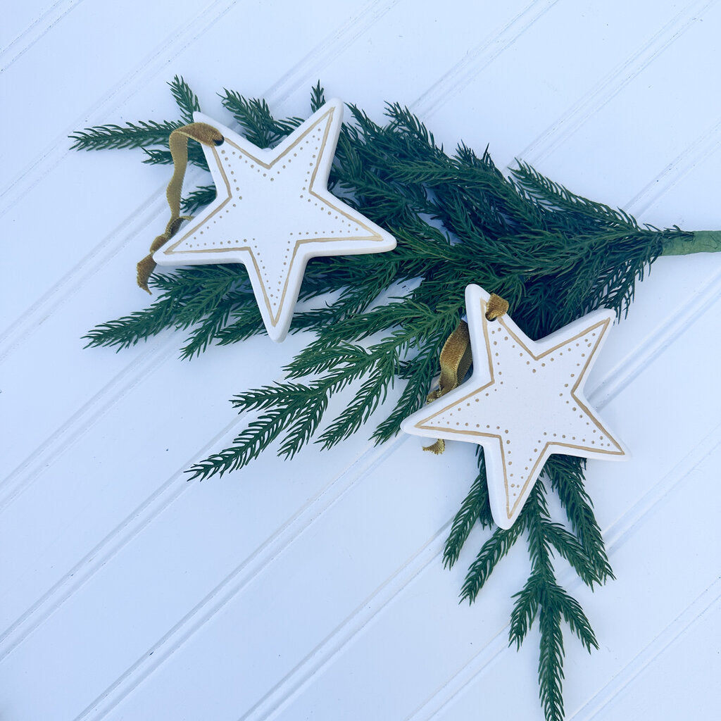 HAND PAINTED CERAMIC STAR ORNAMENT