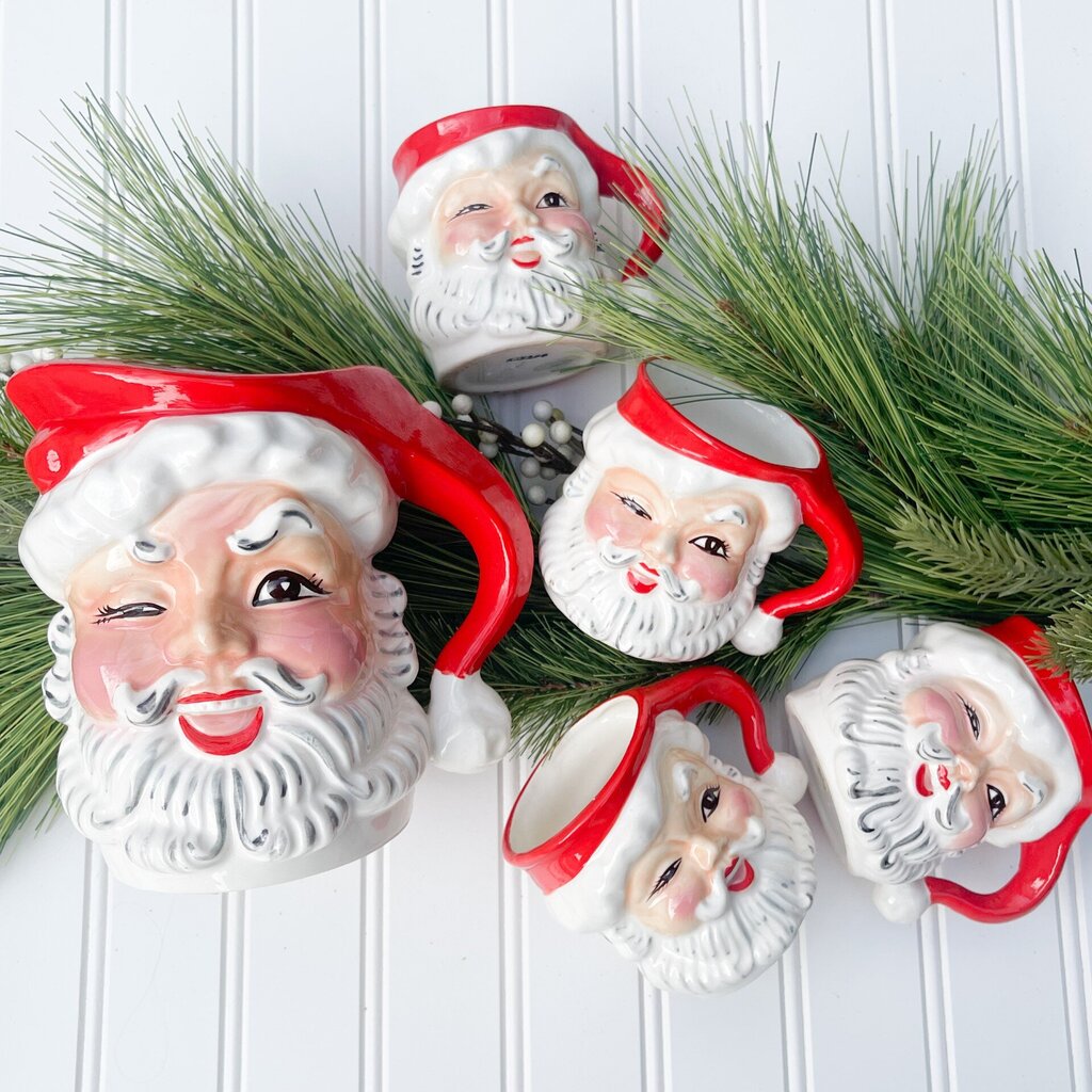 1950's Napco santa pitcher & 4 mug set