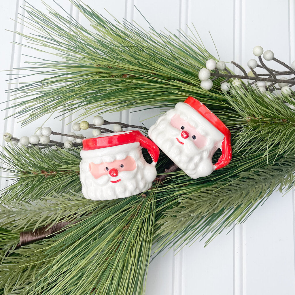 Set of 8 Vintage Mini Ceramic Santa Mug Japan 1950's GHC