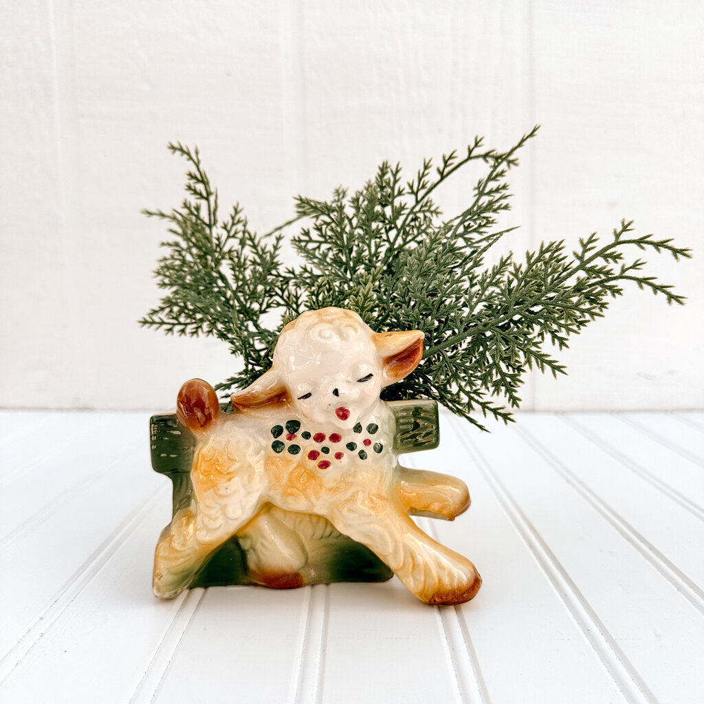 VINTAGE 1950's BABY LAMB PLANTER 5"W x 4.75"H