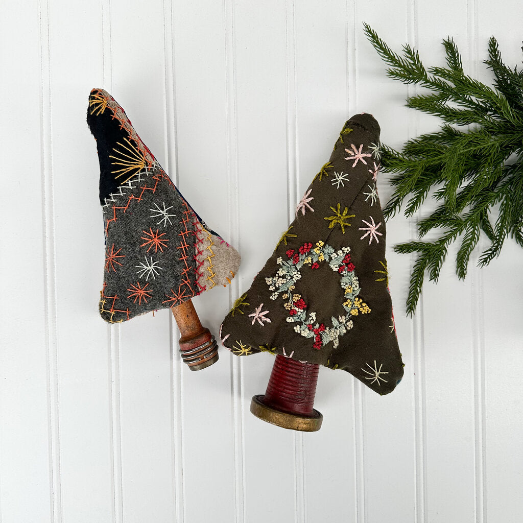 HANDMADE VINTAGE QUILT EMBROIDERED ON TREE