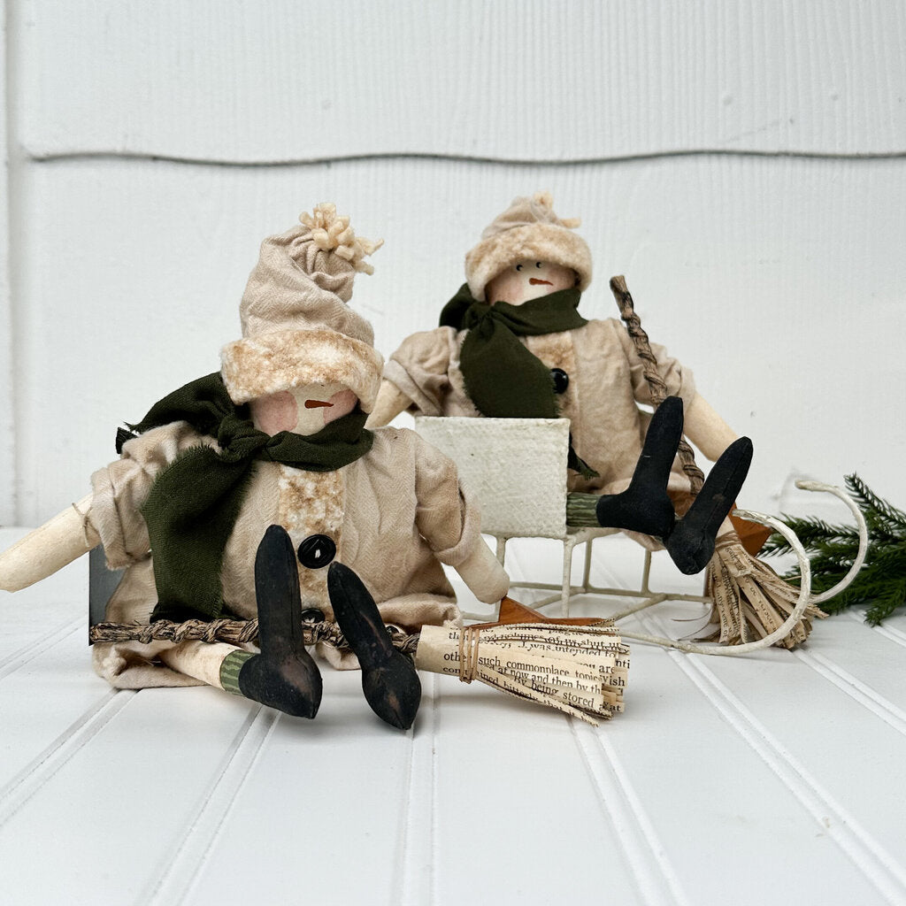 LITTLE FOLK SNOWMAN W/BROOM AND STAR 12"H x 7.5"W