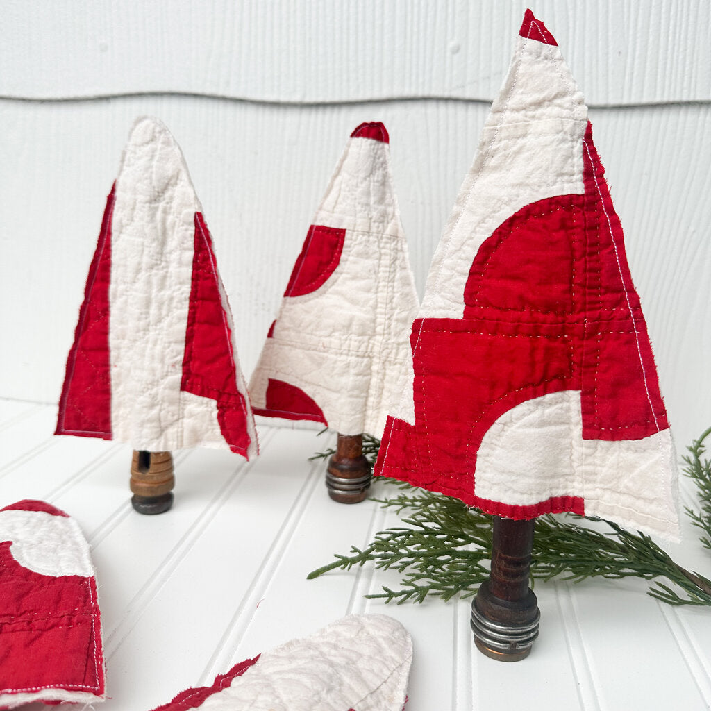 HANDMADE VINTAGE EMBROIDERED QUILT TREE