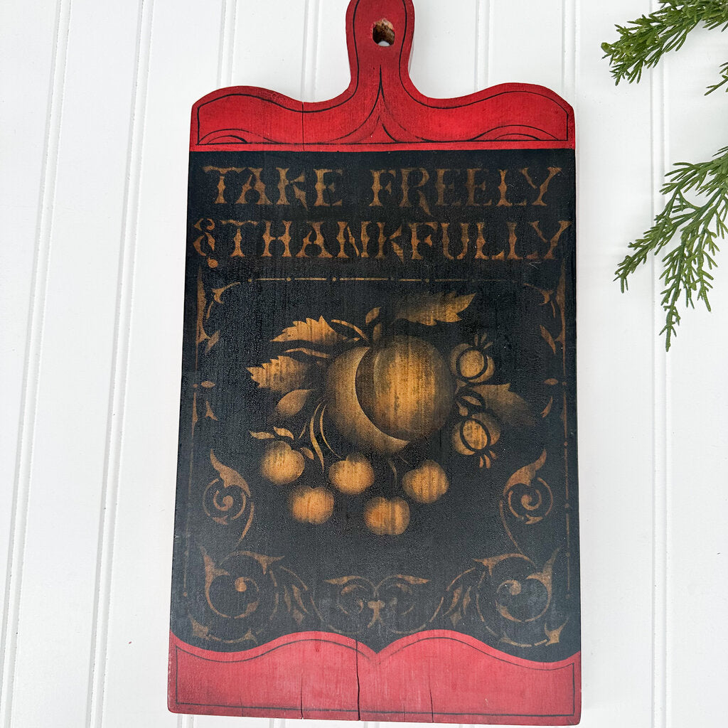 Vintage Wood Painted Bread Board 16" T x 8.5"W