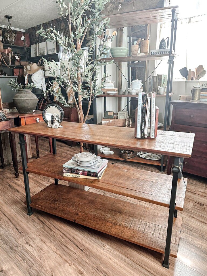 WOOD &amp; METAL CONSOLE 50"W 18"D 30"H