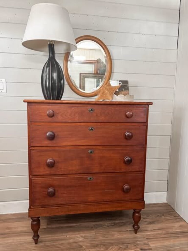 19th C. AMERICAN CHEST OF 4 DRAWERS 37"W 18"D 44"H