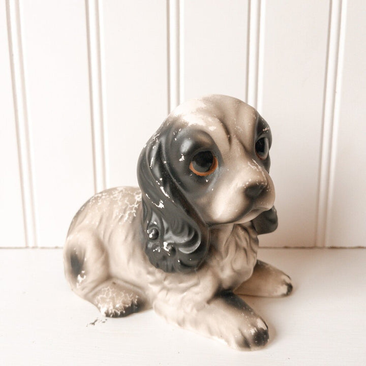CHALKWARE COCKER SPANIEL , JAPAN 3"w x 5"d x 4.5"t
