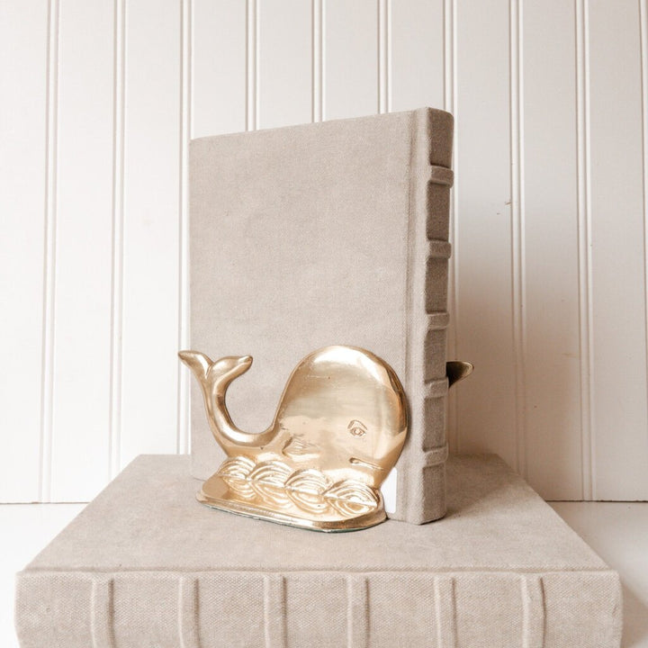 BRASS WHALE BOOKENDS