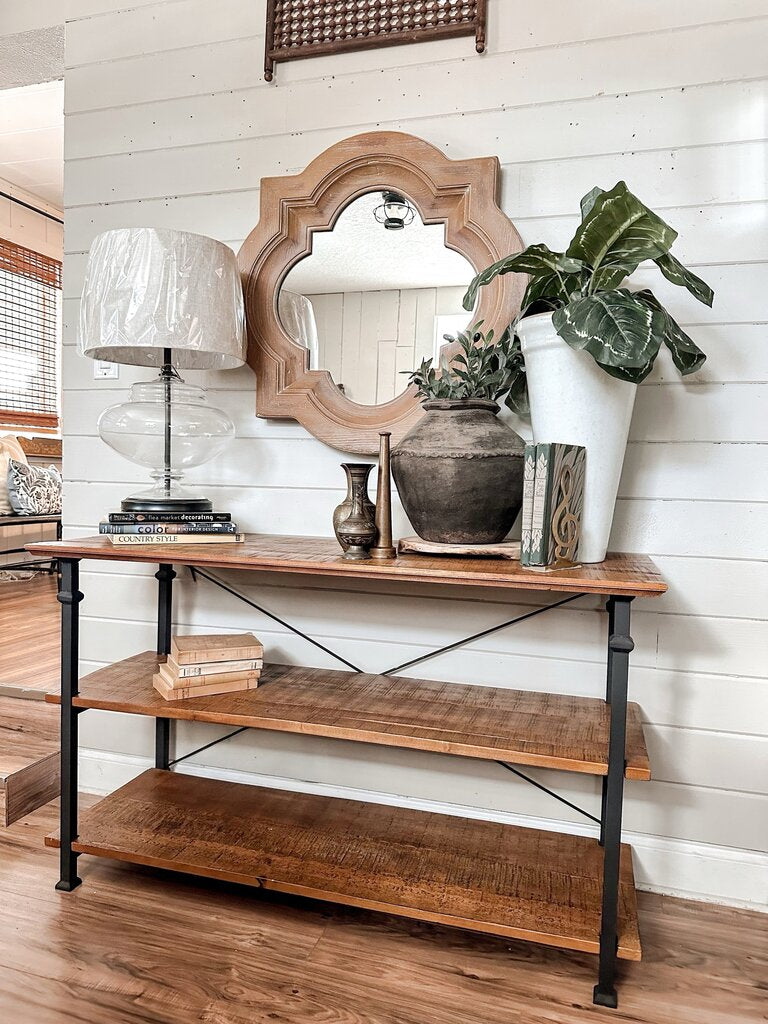 WOOD &amp; METAL CONSOLE 50"W 18"D 30"H