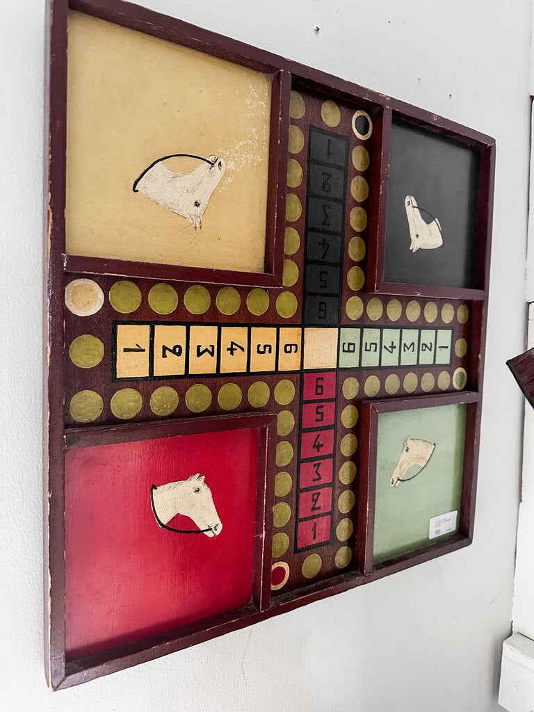 ANTIQUE HAND PAINTED PARCHEESI BOARD