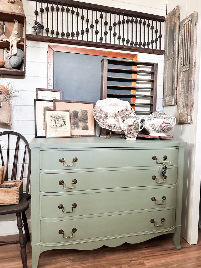 BOWFRONT DRESSER 4 DRAWERS 46"W 21.5"D 34.5"H