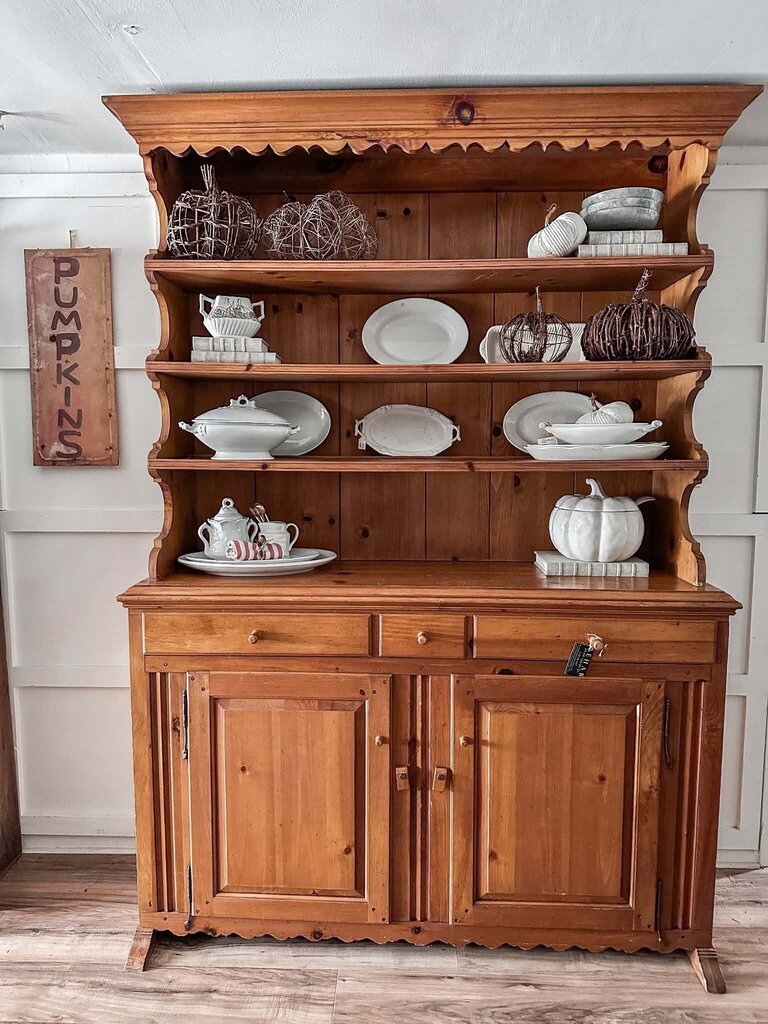 Two piece pine hutch 60" W 20"D 85 1/2"T